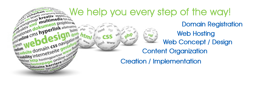 We help you every step of the way; web design, domains, web hosting, content organization, social media, maintenance